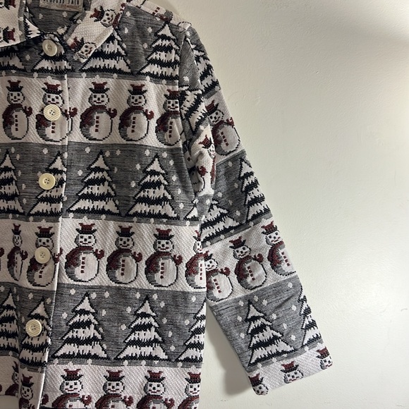 BEDFORD FAIR LIFESTYLES WINTER SCENE EVERGREEN SNOWMAN JACKET SIZE LARGE - Picture 6 of 9